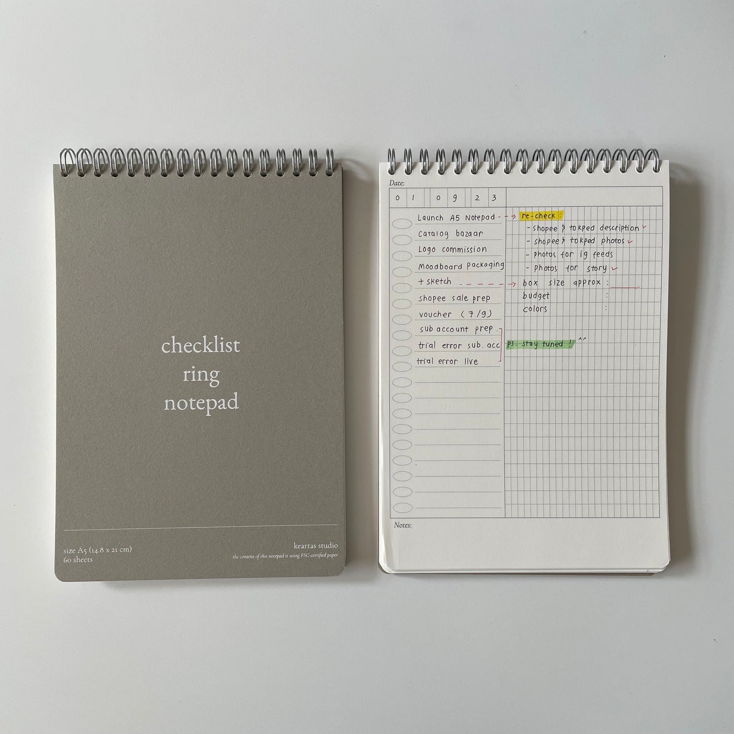 A5 Weekly Planner & Checklist Notepad