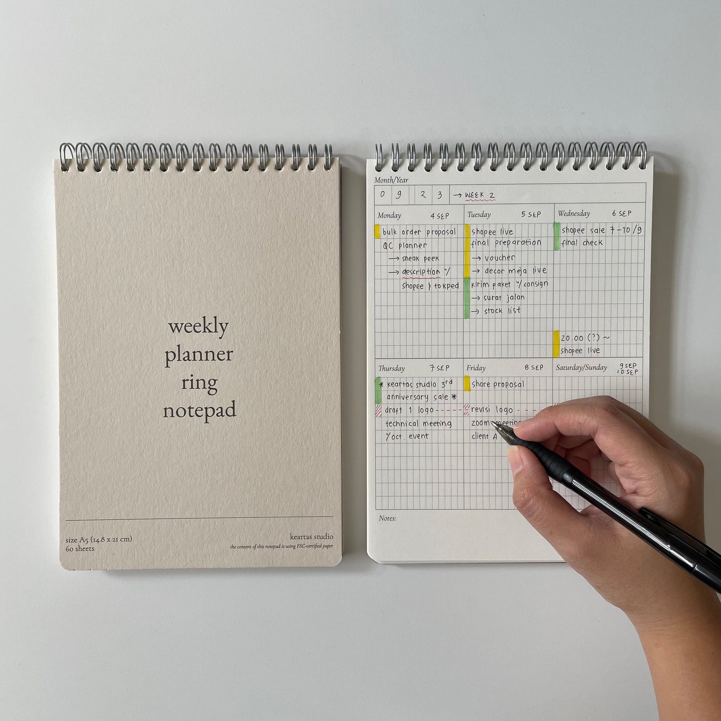 A5 Weekly Planner & Checklist Notepad